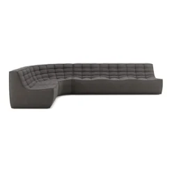 Modulaire bank N701 dark grey set 1 + 3 seat, 90° ronde hoek