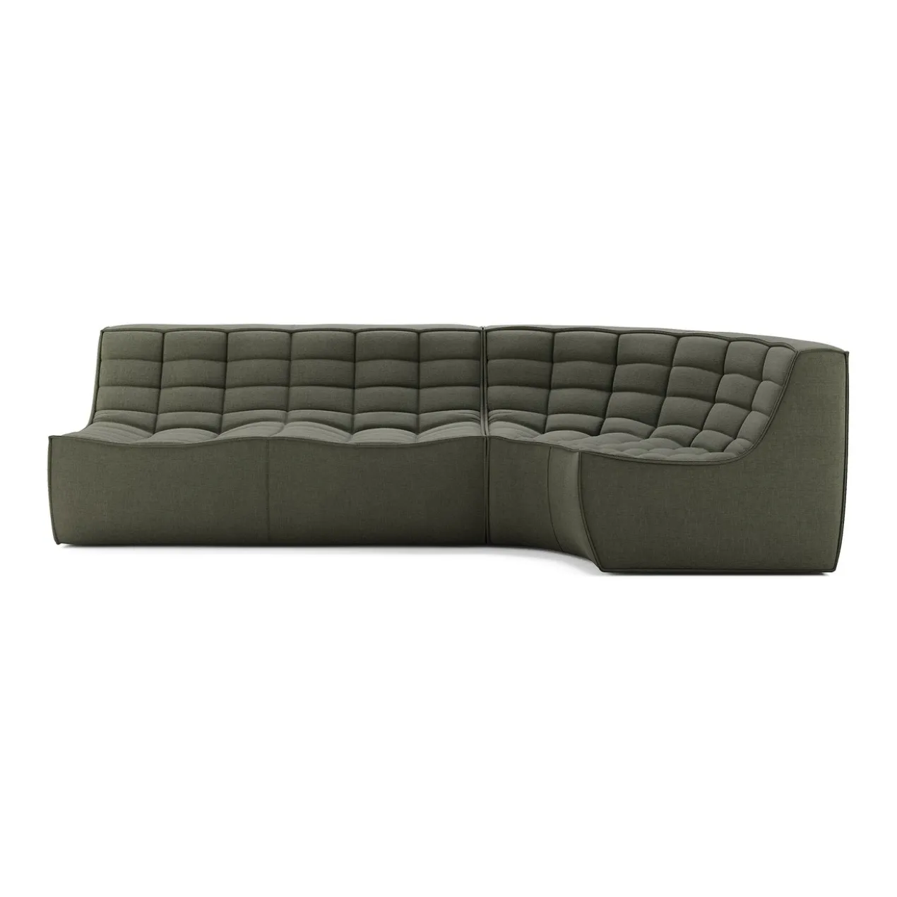Modulaire bank N701 moss green set 2 seat 90° ronde hoek