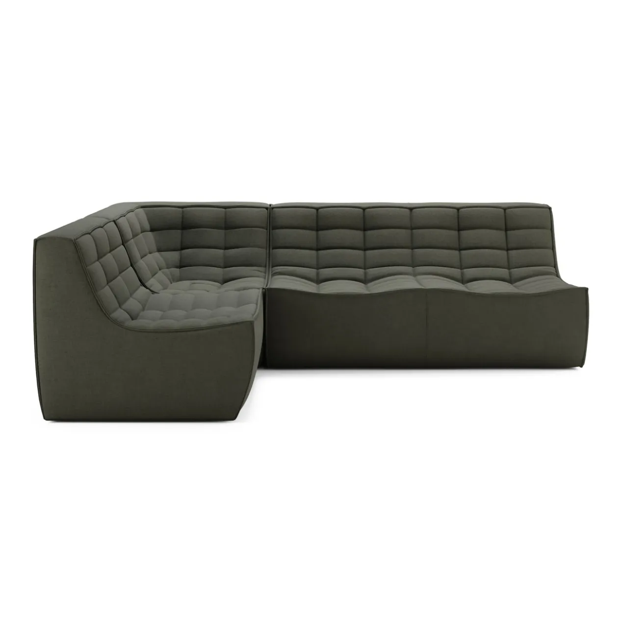 Modulaire bank N701 moss green set 1+2 seat 90° recht hoek
