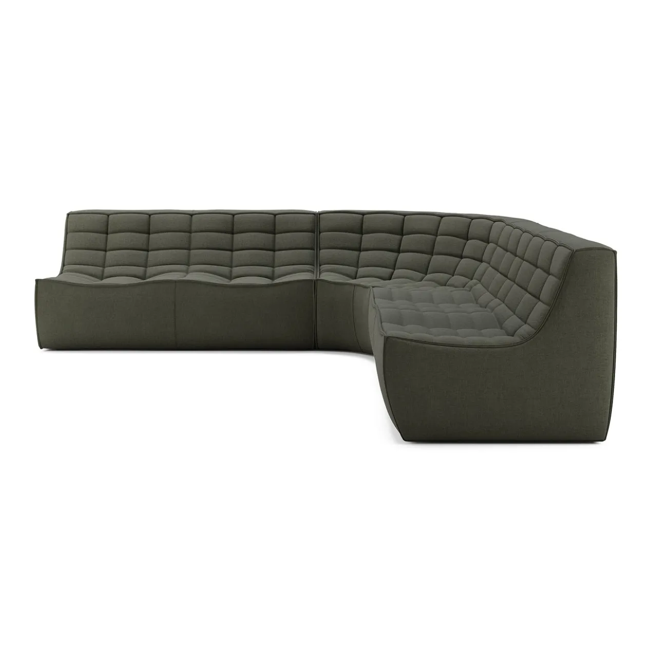 Modulaire bank N701 moss green set 2x2 seat 90° ronde hoek