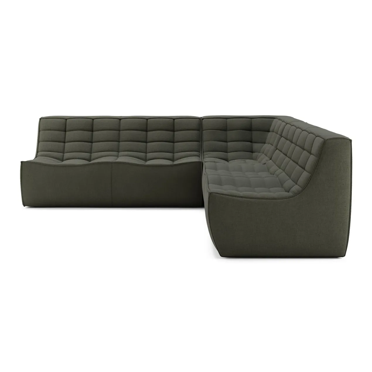 Modulaire bank N701 moss green set 2x2 seat 90° recht hoek