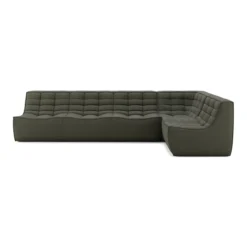 Modulaire bank N701 moss green set 1+3 seat, 90° recht hoek