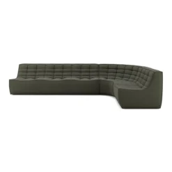 Modulaire bank N701 moss green set 1+3 seat, 90° ronde hoek