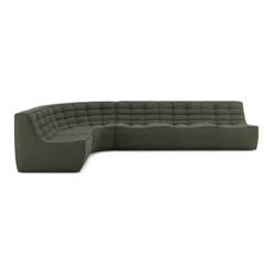 Modulaire bank N701 moss green set 1+3 seat, 90° ronde hoek