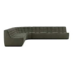 Modulaire bank N701 moss green 2+3 seat, 90° ronde hoek