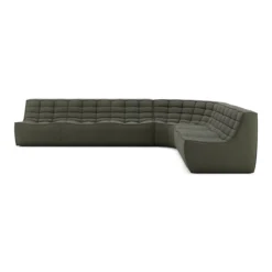 Modulaire bank N701 moss green 2+3 seat, 90° ronde hoek