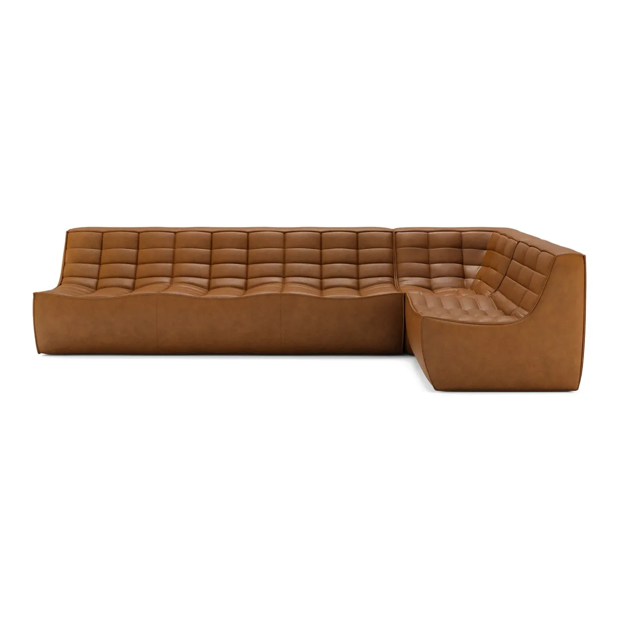 Modulaire bank N701 old saddle set 1+3 seat, 90° rechte hoek