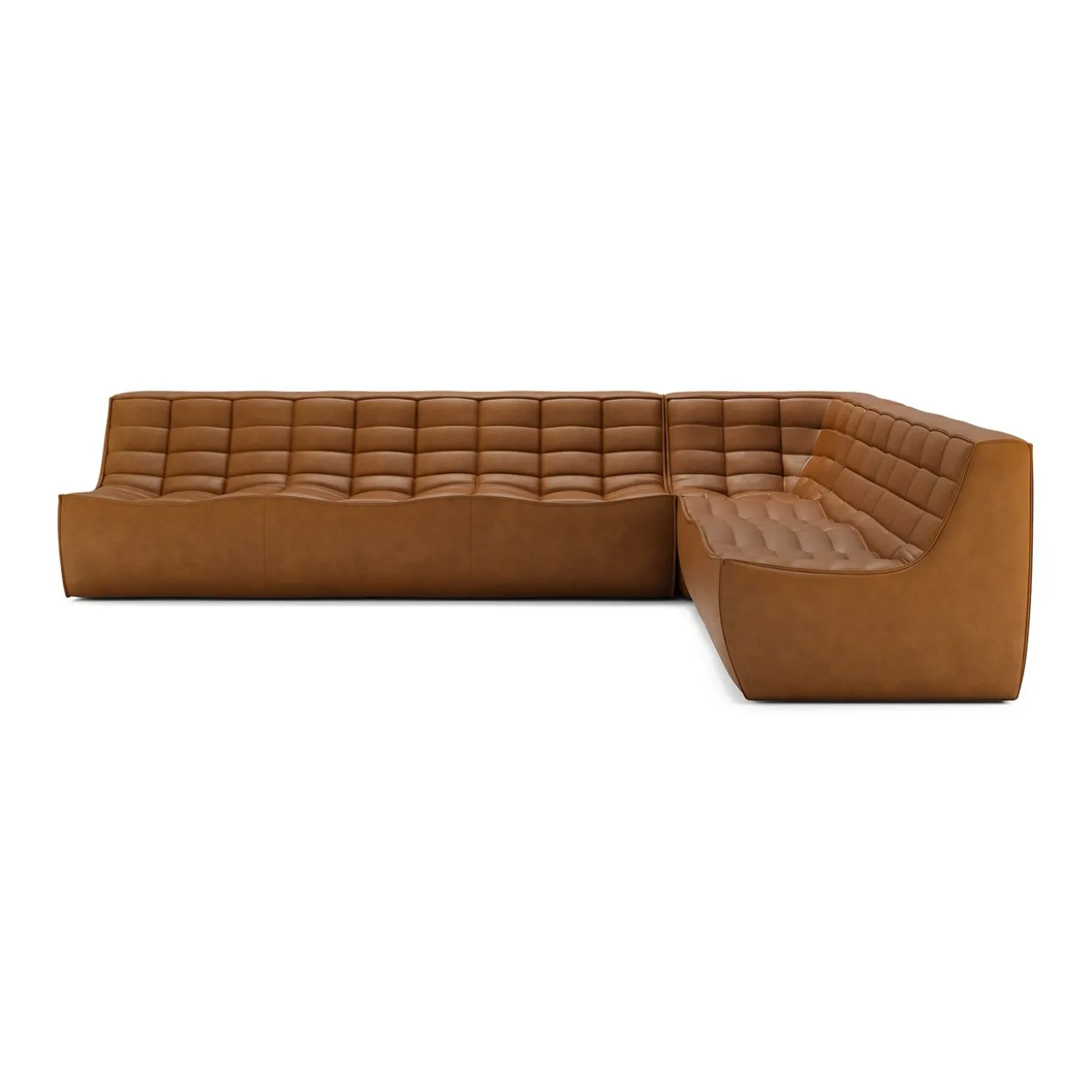 Modulaire bank N701 old saddle set 2+3 seat, 90° rechte hoek