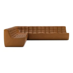 Modulaire bank N701 old saddle set 2+3 seat, 90° rechte hoek