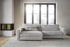 Modulaire gestoffeerde hoekbank Duncan - 258 cm Lichtgrijs/beige