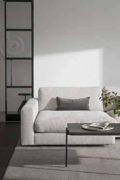 Modulaire gestoffeerde hoekbank Duncan - 258 cm Lichtgrijs/beige