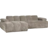 Mojo chaise longue bank links ribstof donkerzand
