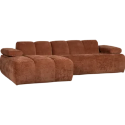 Mojo chaise longue bank links ribstof roestbruin