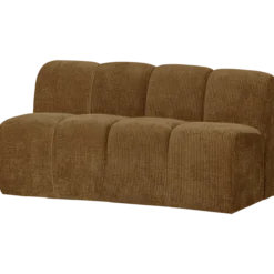 Mojo eetbank 164 cm met rugleuning ribstof honinggeel