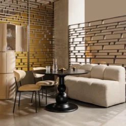 Mojo eetbank 164 cm met rugleuning boucle beige melange