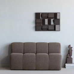 Mojo eetbank 164 cm met rugleuning boucle bruin melange