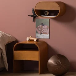 Momo nachtkastje/bijzettafel hout bruin [fsc]