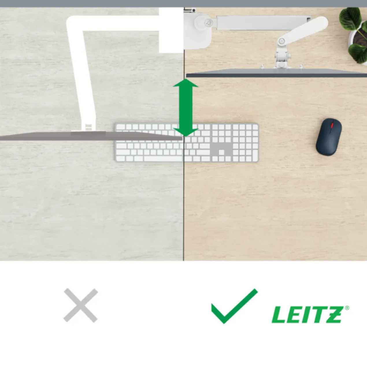 Monitorarm dubbel Ergo Ruimtebesparende lichtgrijs