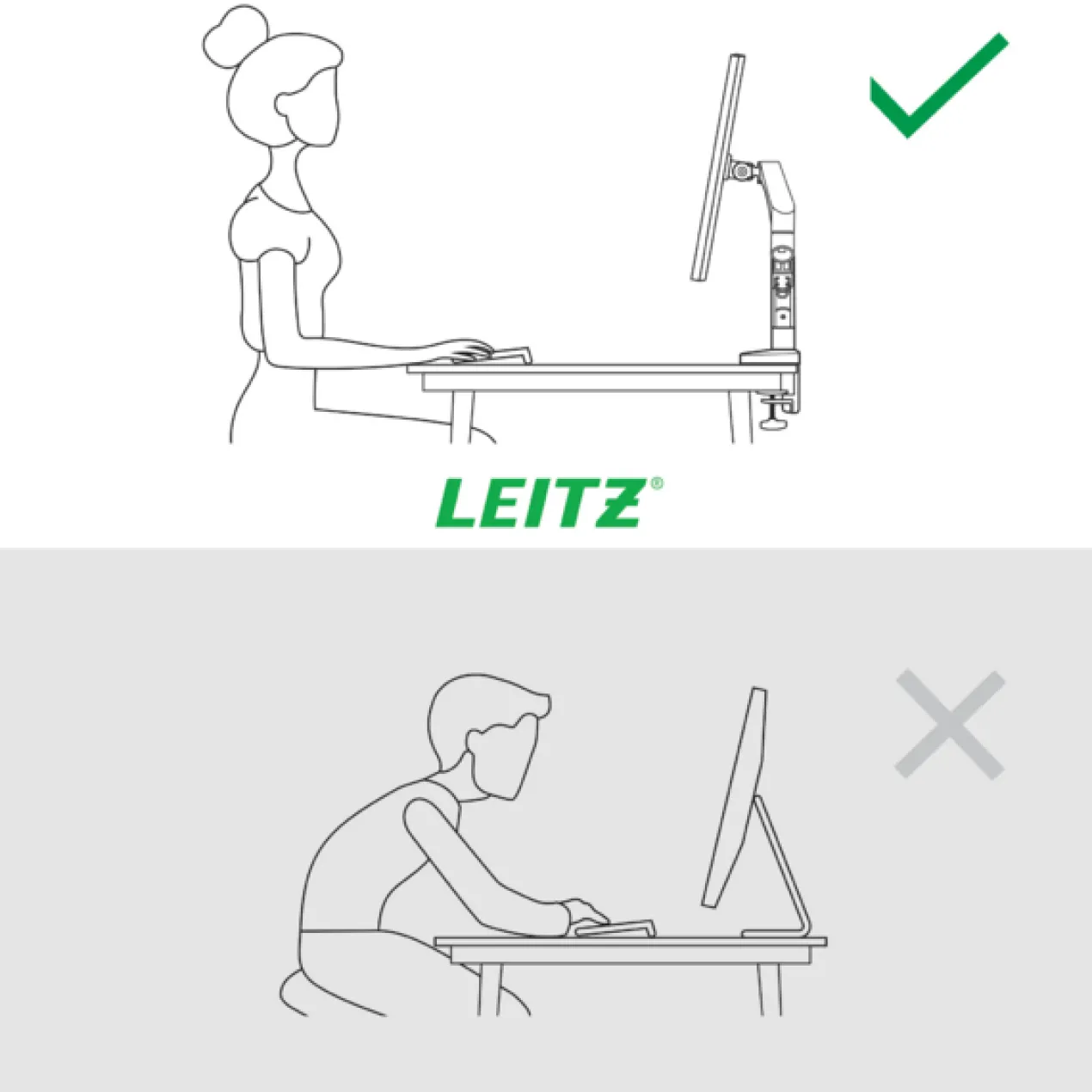 Monitorarm dubbel ruimtebesparend donkergrijs