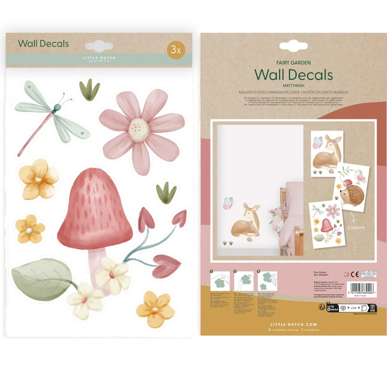 Muurstickers Fairy Garden A4