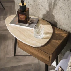Nachtkastje Limestone Houtlook Links