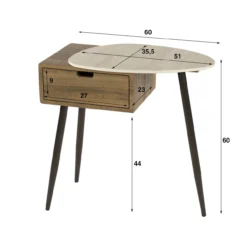 Nachtkastje Limestone Houtlook Rechts