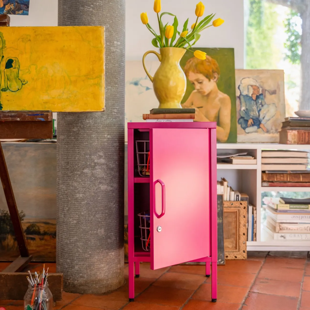 Nachtkastje Sugar Cube hot pink