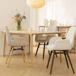 Nena-Eef eetkamerstoel bouclé beige