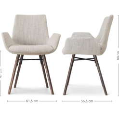 Nena-Eef eetkamerstoel grijs beige gemêleerd - walnoot