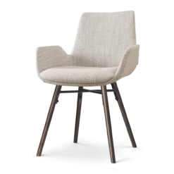 Nena-Eef eetkamerstoel grijs beige gemêleerd - walnoot