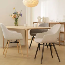 Nena-Mae eetkamerstoel beige - naturel onderstel