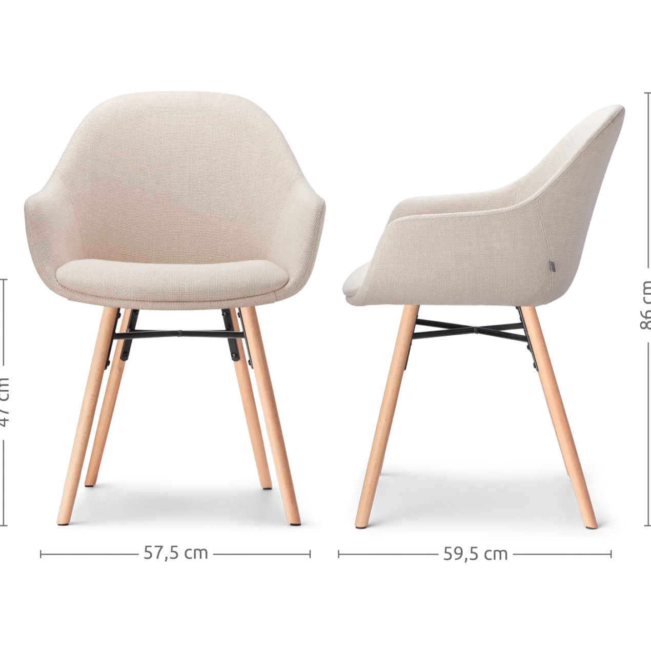 Nena-Mae eetkamerstoel beige - naturel onderstel
