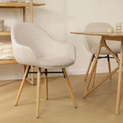 Nena-Mae eetkamerstoel beige - naturel onderstel