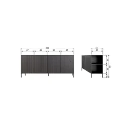 New gravure dressoir 200 cm grenen dust [fsc]