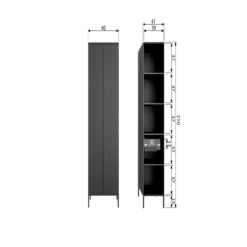 New gravure hoge kast met lade essen fineer espresso [fsc]
