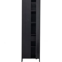 New gravure hoge kast met lade grenen zwart [fsc]