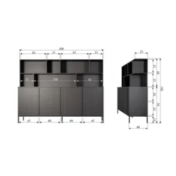 New gravure wandkast grenen zwart [fsc]