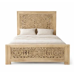 Nidhi - Handgesneden Mangohouten Paneel Bedframe