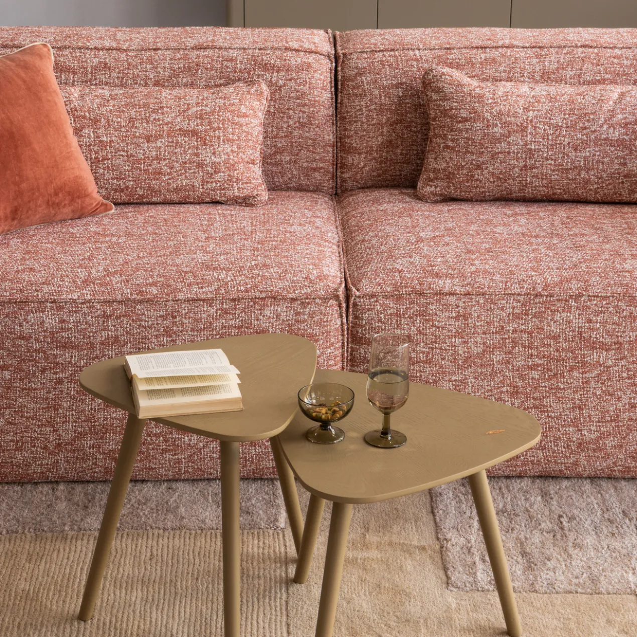 Nila bijzettafels hout mud - set van 2