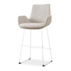 Nino-Eef barkruk grijs beige gemêleerd - wit onderstel 75 cm