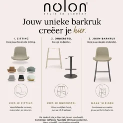 Nino-Fé barkruk grijs melange - zwart onderstel - 65 cm