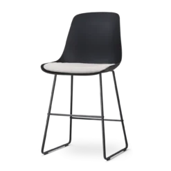 Nino-Liv barkruk zwart met beige zitkussen - zwart onderstel - 65 cm
