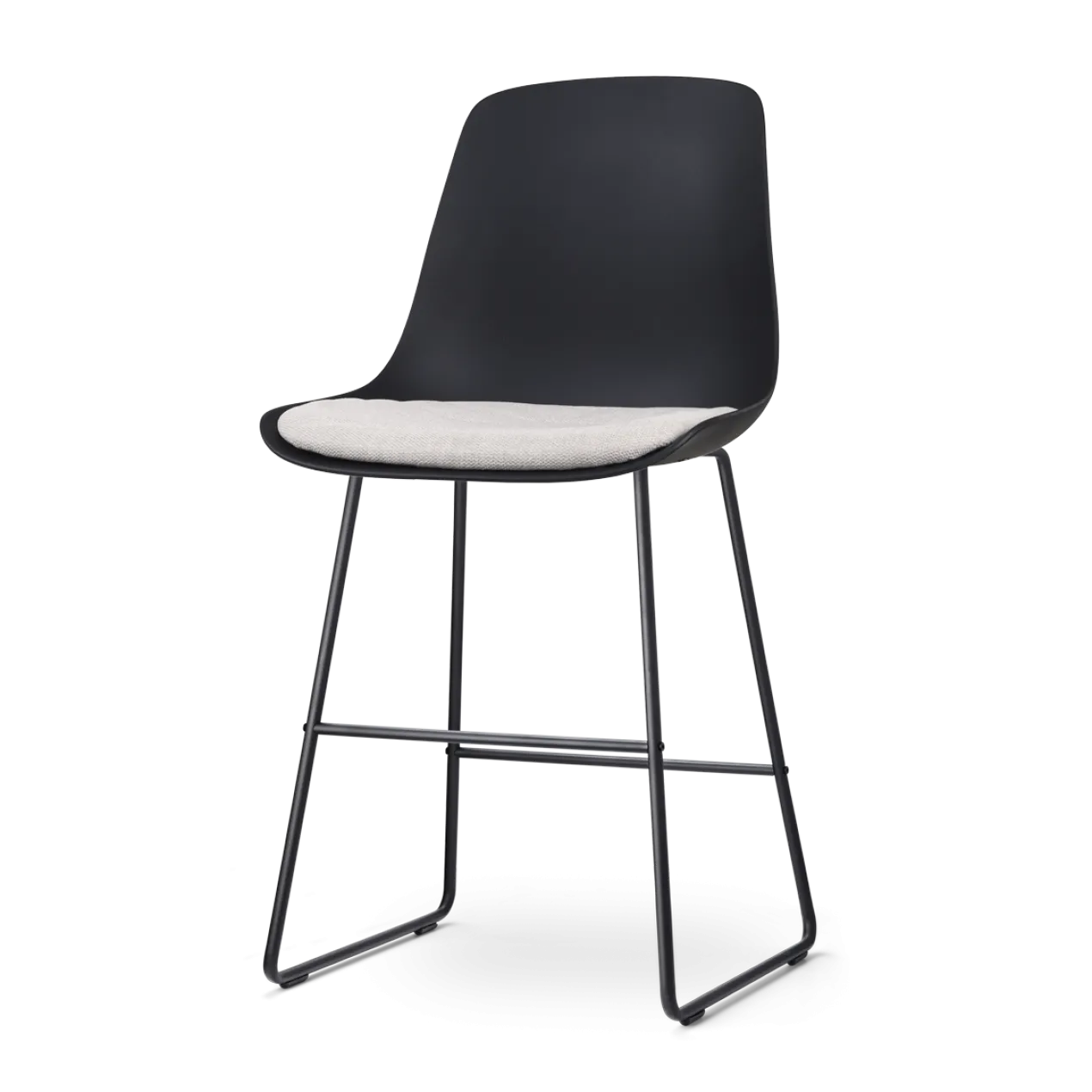 Nino-Liv barkruk zwart met beige zitkussen - zwart onderstel - 65 cm