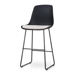 Nino-Liv barkruk zwart met beige zitkussen - zwart onderstel - 75 cm