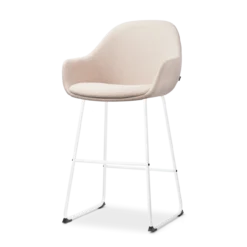Nino-Mae barkruk beige - wit onderstel - 65 cm