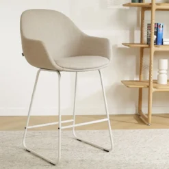 Nino-Mae barkruk beige - wit onderstel - 65 cm
