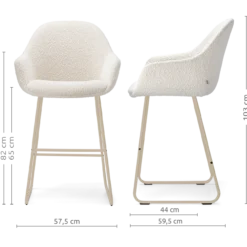 Nino-Mae barkruk bouclé beige - beige onderstel - 65 cm