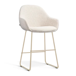 Nino-Mae barkruk bouclé beige - beige onderstel - 65 cm