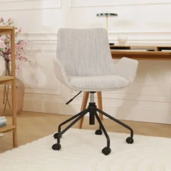 Nout-Eef bureaustoel beige gemêleerd - zwart onderstel