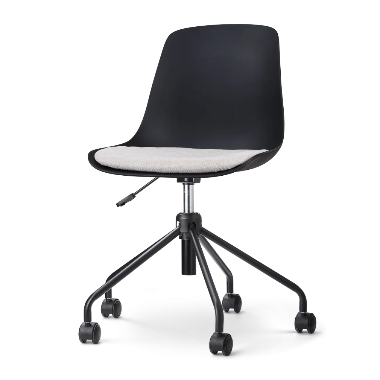 Nout-Liv bureaustoel zwart met beige zitkussen - zwart onderstel